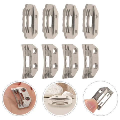 Heavy Duty Sewing Machine Feed Dog Teeth Replacement Set, 8-Piece, Alloy Plate, Quiet Operation, Industrial Grade Spare Parts for Umbrella Fabric and Garment Factory Equipment; 8 metal parts shown