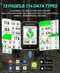 L2 GPS Bike Computer With 2 Inch Color LCD Wireless Cycling Display Bluetooth And ANT Plus IPX7 Waterproof shown with data screens