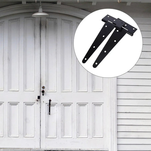 Beefy Heavy Duty Barn Door Hinges With Extended T Shape Design And Slotted Bearing For Ultra Stable Doors Black Finish 8 Inch