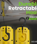 Beefy 1200 Lumen COB LED Work Light with 15 Foot Cord Magnetic Base Swivel Hook and Built In Outlet shown with retractable hook