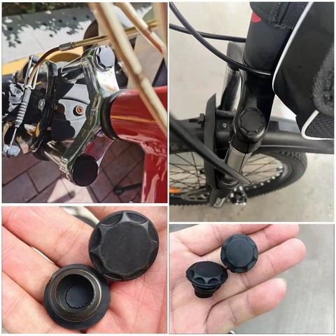 Six Pack Rubber Dust Caps For Bike Suspension Forks 19mm ID Protective Plugs Front Forks For MTB Ebike Oil And Air Shock Absorbers Replacement Easy Install shown on bike.