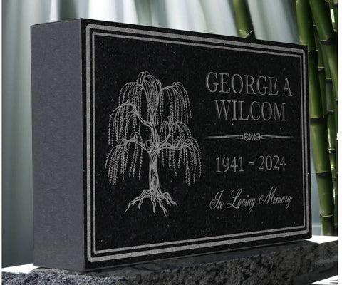 Personalized Granite Memorial Stone For Grave Decor Outdoor Tree Of Life Memorial Plaque featuring name and dates