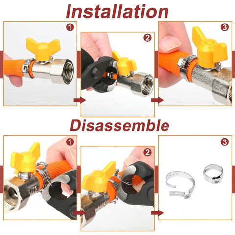 Step-by-step installation and disassembly of Heavy Duty Stainless Steel Ear Clamps Set 220 Pcs With 16 Sizes 5.3 To 31.1 mm.