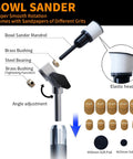 Exploded view of RUITOOL wood lathe turning tools set with bowl sander mandrel, brass bushings, steel bearing, and sanding discs.