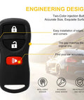 Keyless Entry Remote Fob For Infiniti And Nissan Cars Armada Frontier Murano Pathfinder Quest Sentra Titan Versa Xterra FX35 FX45 QX4 Replacement KBRASTU15 2 Pack Includes Batteries Pre Tested Plug And Play