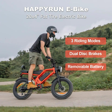 Rider on Beast 1500W Fat Tire Electric Bike For Adults With 48V 18Ah Removable Battery on outdoor path.