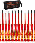 1000V Insulated Electrician Screwdriver Set with Magnetic Tips and Rotatable Top Cap, 12-piece kit with storage bag