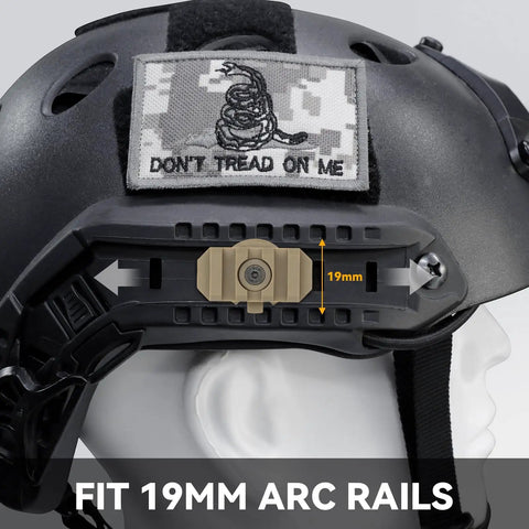 Arc Rail Adapter Kit With 360 Degree Rotation For 19mm Helmet Rails Durable Nylon Tactical Helmet Accessories shown on helmet rail