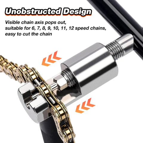 Pro Bike Chain Tool For Six To Twelve Speed Chains, Chain Breaker With Storage Base, demonstrating pin advancement