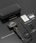 Ultra Slim 3.9mm Two Way Articulating Borescope With 360 Rotating Endoscope Camera Plug And Play Flexible Snake Probe For Gritty Engine Bays And Weekend Warrior Fixes with carrying case and accessories.