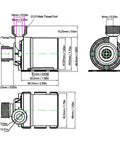 Technical diagram of 19W Submersible Water Pump With 5M Head Brushless Motor Ultra Quiet Performance For Fountains Aquariums