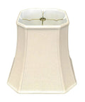 Square Cut Corner Linen Beige Lamp Shade 11 x 17 x 15 Dope Look With Hand Tailored Silk Type Shantung Fabric And Premium Off White Softback Lining Brass Finish Spider Fitter, front view