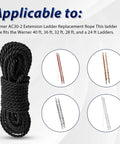 Ladder Rope Replacement For Extension Ladders Up To 40 Feet With Single Pulley Fits Werner AC30 2 And Most Aluminum And Fiberglass Ladders Five Sixteenth Inch Diameter Replacement Kit 1 Pack No Fuss Easy Install Not For Double Pulley Systems shown with applicable ladders.