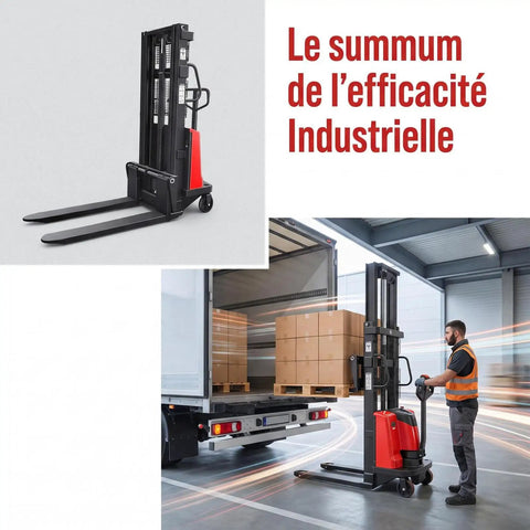 Heavy Duty 3300 Lbs Semi Electric Straddle Pallet Stacker With A Smooth 48V Motor Plus Durable Polyurethane Tires in use by worker.