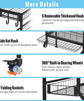 Heavy Duty Sports Equipment Garage Organizer With Ball Storage Rack Basket Hooks And Rolling Cart details with features