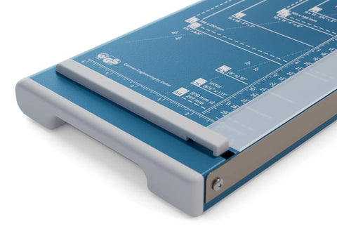 Heavy Duty A4 Guillotine Paper Trimmer With Self Sharpening Blade And Comfort Grip Handle For Crisp Stack Cuts And Zero Fray Edges On Crafts Precision Grid Base Solid Blue