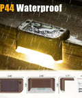 Top Shelf Solar Deck Lights 16 Pack, slick brown shell step light shown with IP44 waterproof rating, warm white glow for outdoor use.