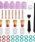 43 Piece TIG Welding Torch Accessories Kit With Stubby Gas Lens And Size 10 Glass Cups For WP 9, WP 20, And WP 25 Welders