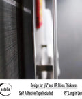 Close-up of clear vinyl bulb shower door seal with pre applied 3M tape for 5/32 inch gap on glass up to 1/2 inch thick, 95 inch long