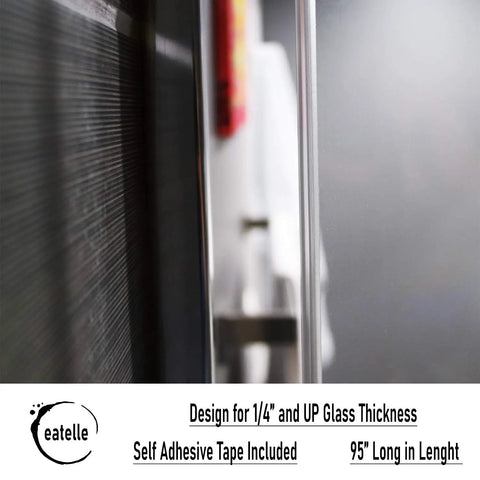 Close-up of clear vinyl bulb shower door seal with pre applied 3M tape for 5/32 inch gap on glass up to 1/2 inch thick, 95 inch long