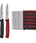 12 Piece Paring Knife Set for Home and Commercial Kitchens With Multipurpose Small Utility Knives and a Sharp German Steel Blade for Peeling Trimming Garnishing Slicing Black and Red Handles