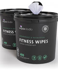Two buckets of Plant Based Gym Wipes For Fitness Equipment Clean And Sanitize With Lemongrass And Eucalyptus Vinegar EWG Verified