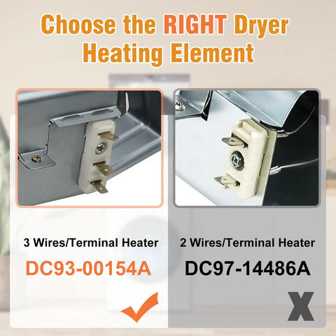 3 Wire Dryer Heating Element Assembly Replacement For Select Dryers, Heavy Duty Plug And Play Coil, DC93-00154A Fits DV45K6500EV A3 DV48J7770EP A2 DV52J8700EP A2 DV45K6200EZ A3 DV50K8600EV A3 And More, Replaces AP5582094 PS4216214 3282568