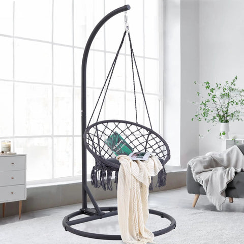 Beefy Heavy Duty Hammock Chair Stand Steel Frame Supports Up To 330 Lbs For Egg Chair Or Swing Chair Indoor Living Room Stand Only Black