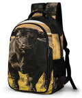 Black Longhorn Bull Printed Unisex Backpack With Large Capacity, Durable Polyester Daypack For School Or Travel