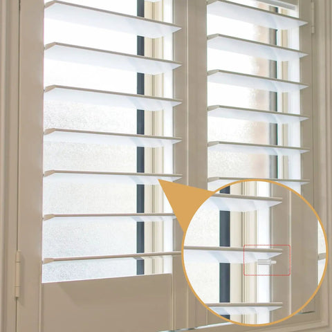 Close-up of plantation shutters showing spring loaded repair pins in use. 120 Pcs Spring Loaded Plantation Shutter Repair Pins With Heavy Duty Design For A Hella Easy Diy Window Blind Fix That Makes Home Upgrades A Total Breeze Today.