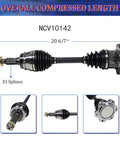 CV Axle Front Left Or Right 4WD Heavy-Duty Replacement For Chevy Silverado GMC Cadillac 1999 To 2005, overall length 20 6/7 inches