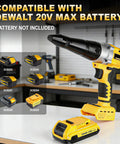 Cordless Pop Rivet Gun Kit For DeWalt 20V Max Brushless Automatic Riveting Tool showing compatibility with multiple batteries