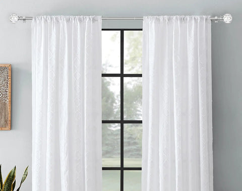 1 Inch Curtain Rod Set For Windows 32 To 58 Inches Telescoping Silver Rods With Sparkly Acrylic Crystal Finials installed