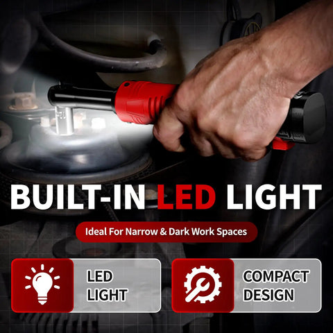 Cordless Electric Ratchet Wrench Set With 40 Ft-Lbs Torque, 550 RPM, 16.8V Power Tool, 3/8 Inch Drive, 1/4 Inch Adapter, LED Light, Dual 2.0Ah Batteries And Fast Charger in tight engine space