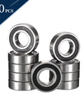 10-piece pack of 6000-2RS deep groove ball bearings, double rubber seals, pre-lubricated for high speed and low noise applications.
