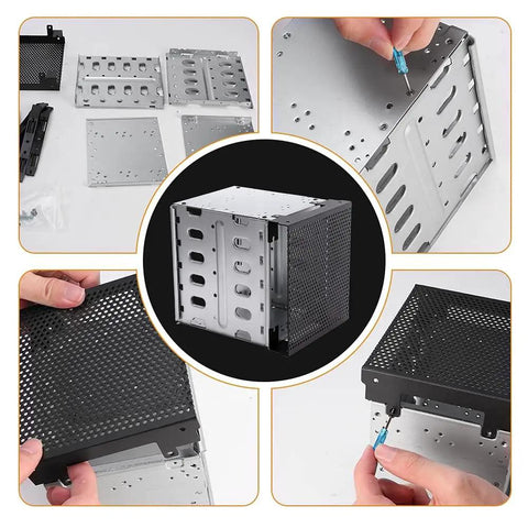 5.25 Inch To 5x 3.5 Drive Tray Rack With Fan Space, Detachable Galvanized Steel And ABS Construction, DIY Ready Cooling Slot components