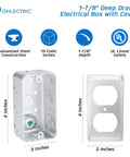 Heavy Duty Steel 4x2 Electrical Junction Boxes With Duplex Receptacle Covers Bulk Pack 10 Deep One And Seven Eighths Inches 13 Cu In Capacity Ten Knockouts Half Inch Tough And Reliable Wiring Boxes For Residential Commercial And Industrial Use
