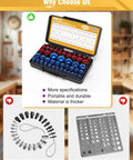Detachable Thread Gauge Set With 52 Nut And Bolt Gauges 28 Inch And 24 Metric Box Bolt Size Finder in black case display