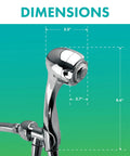 Earth Spa 3-Spray Handheld Shower Head 1.5 GPM Chrome Wall Mount With 2.7-Inch Face shown with dimensions and pressure compensation feature.
