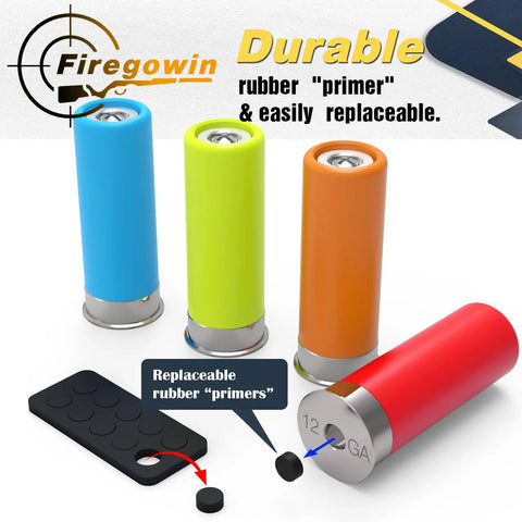 12 Gauge Dummy Rounds For Dry Fire Drills Reusable Snap Caps With Rubber Primers Green Type 5 Pack Safe Practice Rounds