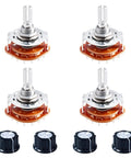 Four Pack RS25 Rotary Band Switches 2 Pole 6 Position 2P6T with Knob for TV and Radio, shown in metal and plastic design for DIY repairs