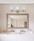 All In One Bathroom Vanity Set With Three Light Fixture, Towel Bar, Toilet Paper Holder, Towel Ring And Robe Hook, Brushed Steel Finish