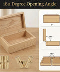 Open wooden box with 4 Pcs 8mm Hidden Brass Barrel Hinges For Jewelry Boxes And Small Furniture 180 Degree Concealed Hinges