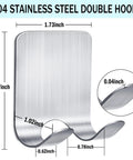 Stainless Steel Razor Holder Set, 2 Pack Self Adhesive Shower Hooks, Waterproof Shaver Hanger dimensions diagram