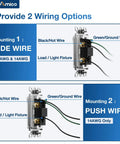 Instructions for wiring 30 Pack Single Pole Light Switch With Wall Plate UL Listed 15A 120/277V On/Off Rocker Paddle
