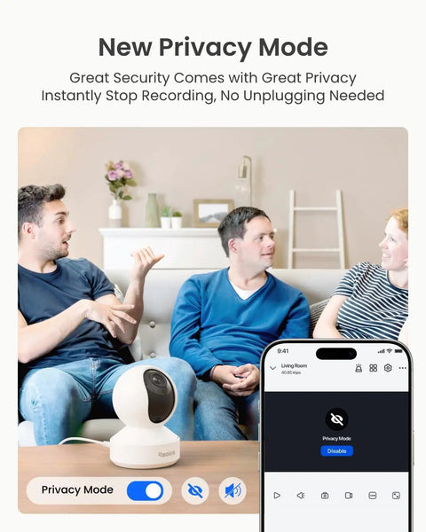 4K Ultra HD Pan And Tilt Indoor Security Camera With Dual Band WiFi 6 3X Optical Zoom Auto Tracking People And Pet Detection Crying Sound Detection Privacy Mode Bluetooth Setup E1 Zoom White