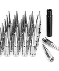 Spike Lug Nuts 14mmx1.5 Chrome 32 Piece Set with Closed End 60 Degree Cone Seat and Socket Key