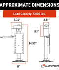 Ground Control 3.0 Automatic 5th Wheel RV Leveling System Rear Hall Effect Jack Right Leg Replacement 5000 lb dimensions