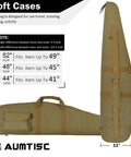 Soft Hunting Gear Case For Outdoors And Scopes, Khaki 52 Inch, adjustable shoulder sling, external pocket, side view