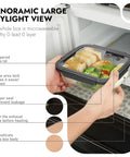 10-Pack Glass Food Storage Containers With Tempered Lids For Meal Prep And Leftovers in use, showing airtight seal and clear view